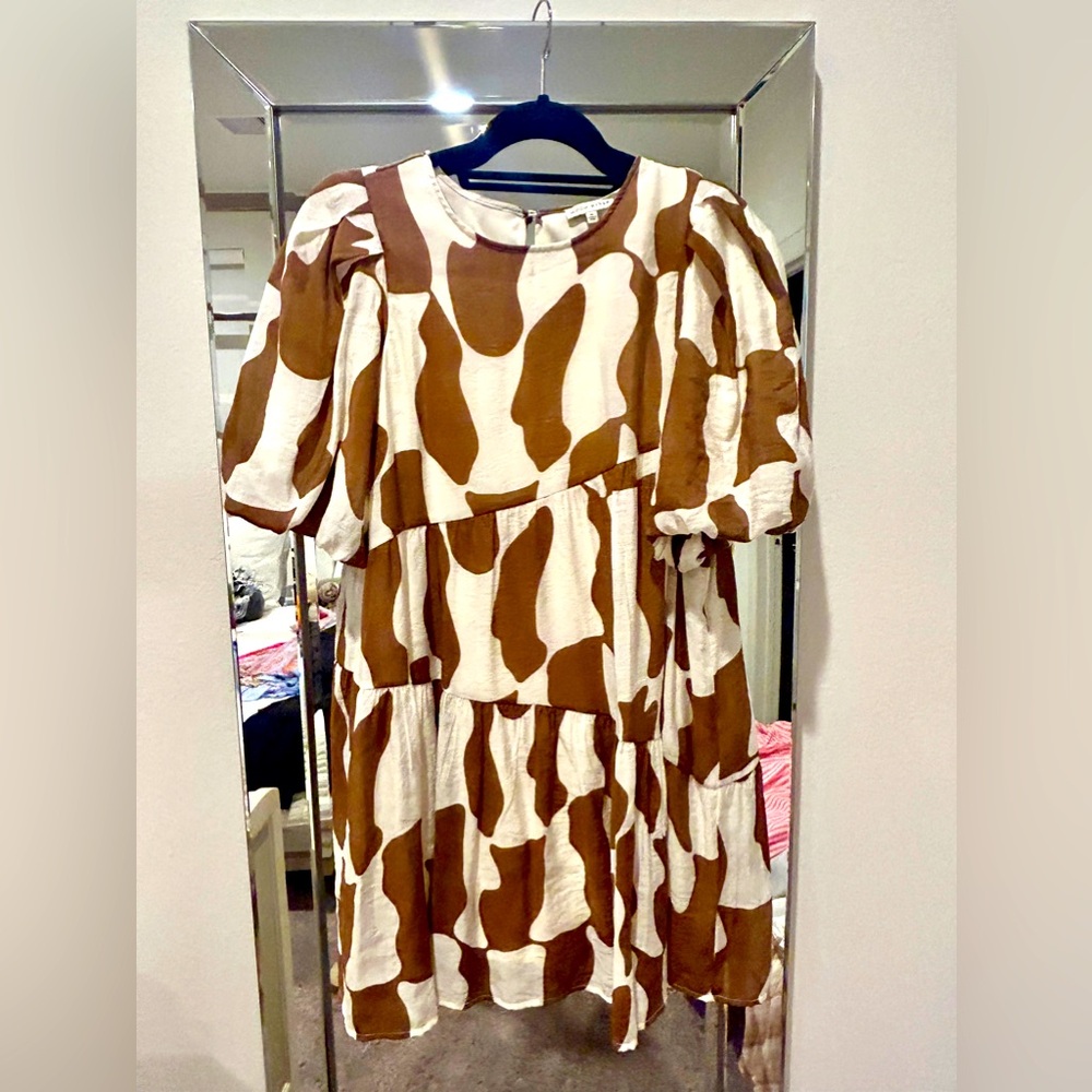 Moon River cream with brown design dress. Very soft cotton material.